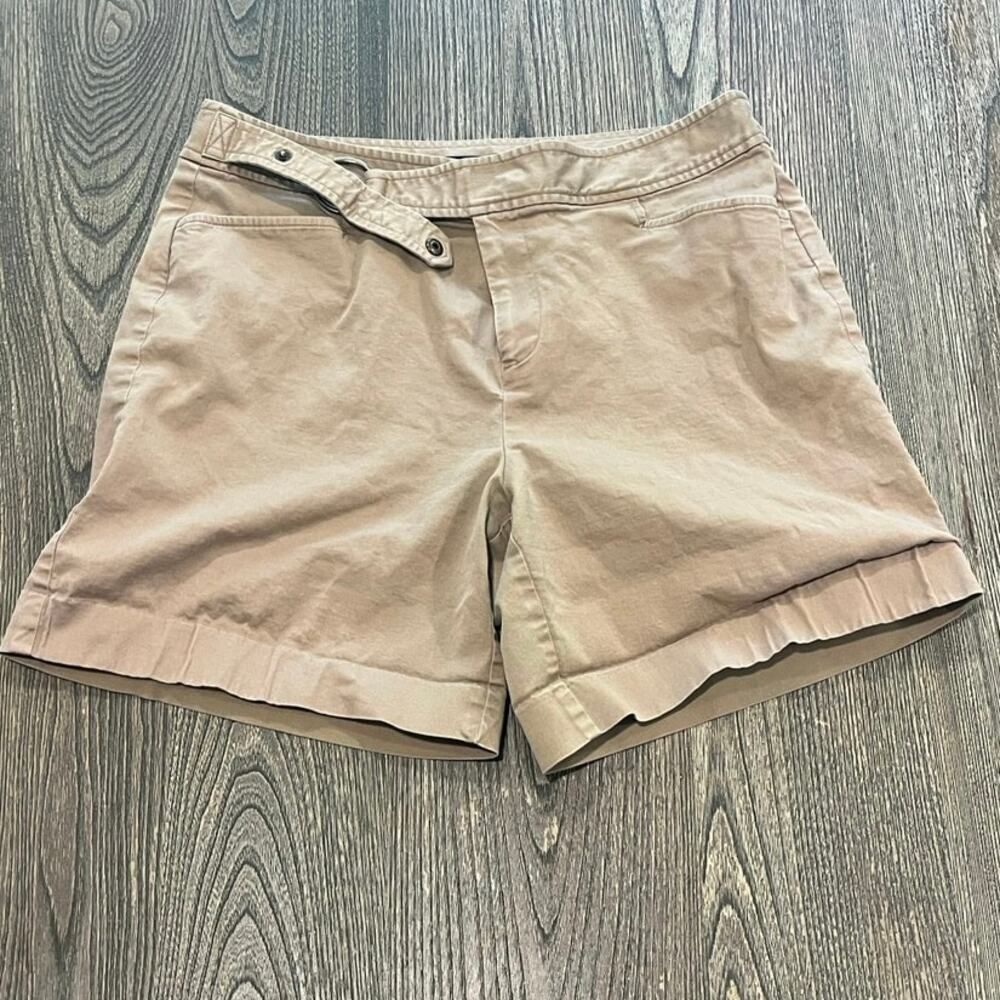 Chaps EST. 1978 Womens Bermuda Shorts Mid Rise Stretch Cotton Blend Brown Sz 10